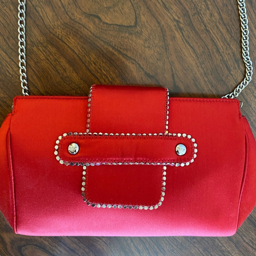 Emporio Armani Red Crossbody with Silver Details